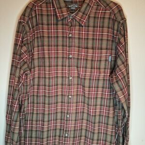Eddie Bauer Red and Green Plaid Casual Shirt
